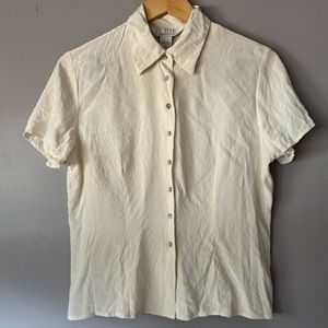 Beige Shortsleeved Button Down Shirt